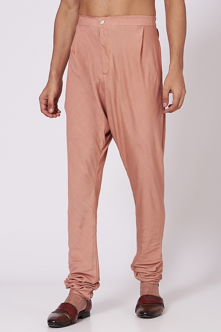 Old Rose Asymmetrical Kurta Set by Jatin Malik at Pernia's Pop Up Shop