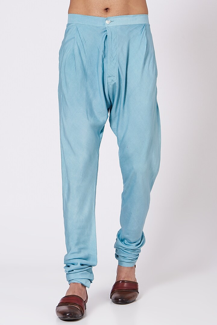 Pool Blue Asymmetrical Kurta Set by Jatin Malik at Pernia's Pop Up Shop