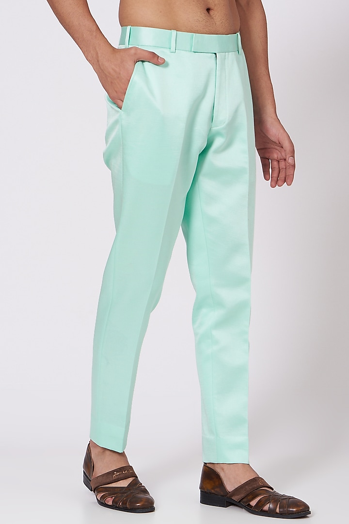 Tiffany Blue Asymmetrical Kurta Set by Jatin Malik at Pernia's Pop Up Shop