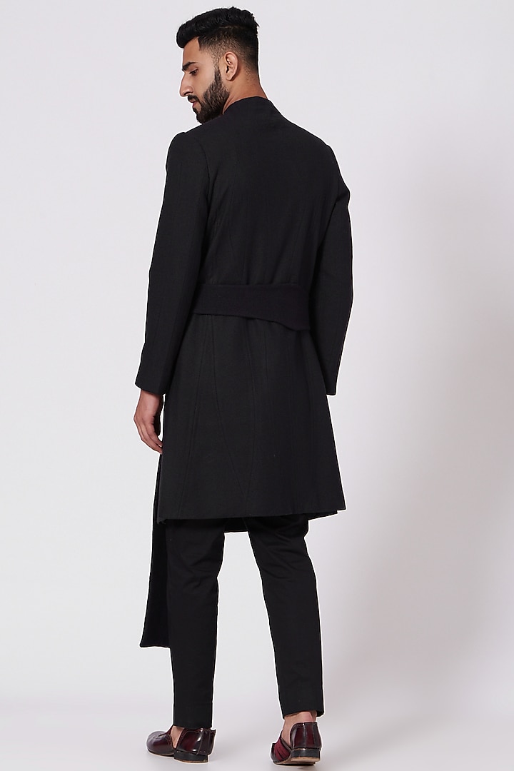 Midnight Blue Achkan Jacket Set by Jatin Malik at Pernia's Pop Up Shop