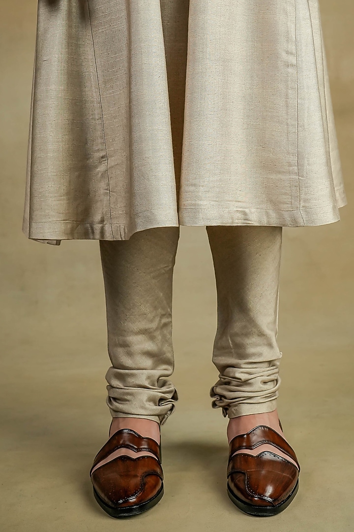Sand Grey Cotton Silk Anarkali Kurta Set by Jatin Malik at Pernia's Pop Up Shop