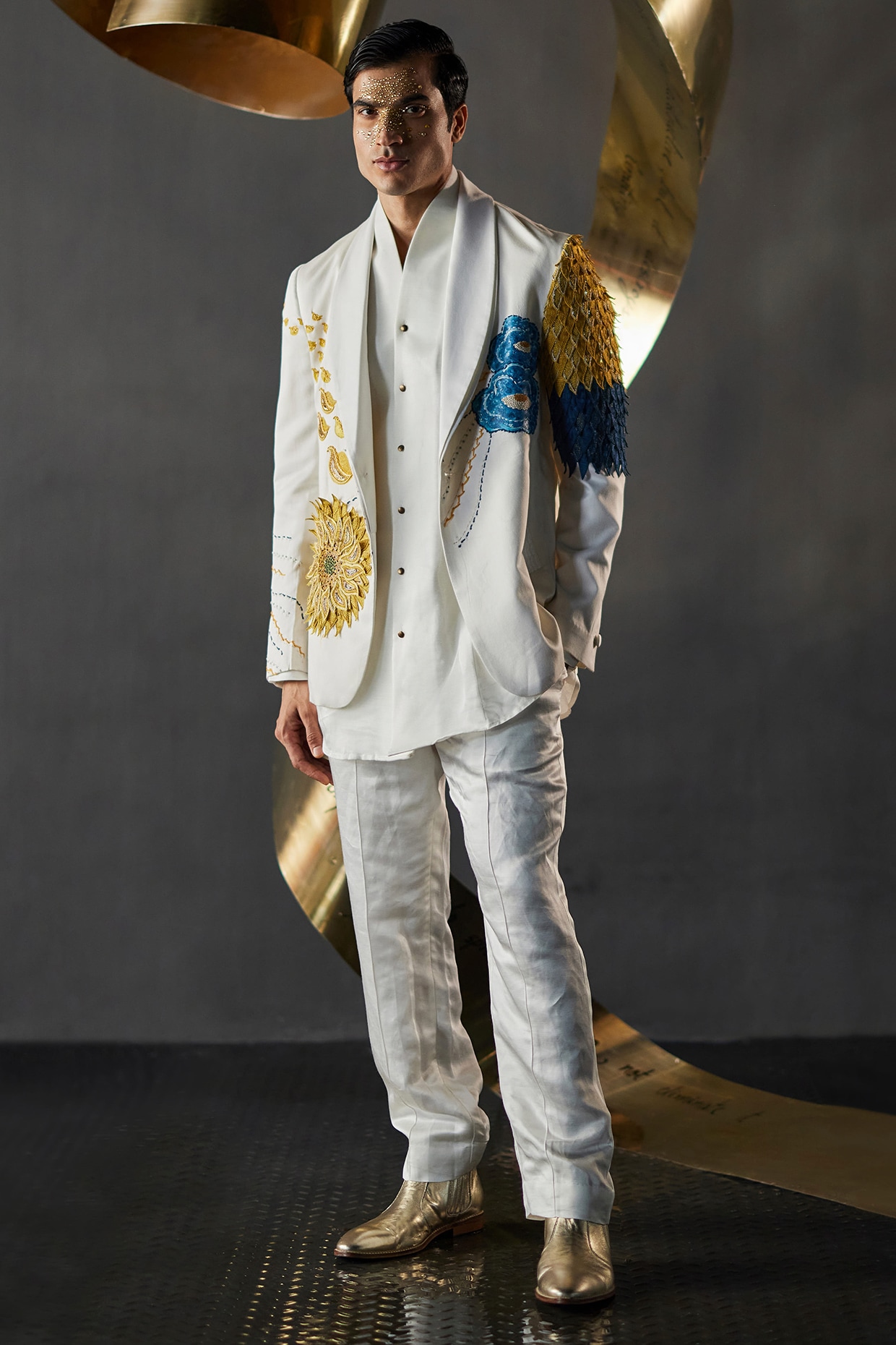 Gold and clearance white blazer mens