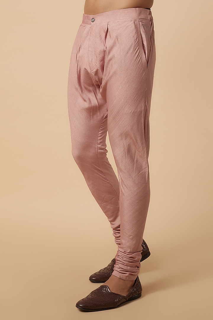 Old Rose Linen Silk Hand Embroidered Groom Sherwani Set by Jatin Malik at Pernia's Pop Up Shop