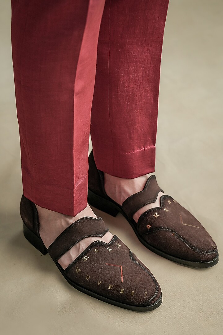 Scarlet Linen Silk Embroidered Groom Indowestern Set by Jatin Malik at Pernia's Pop Up Shop