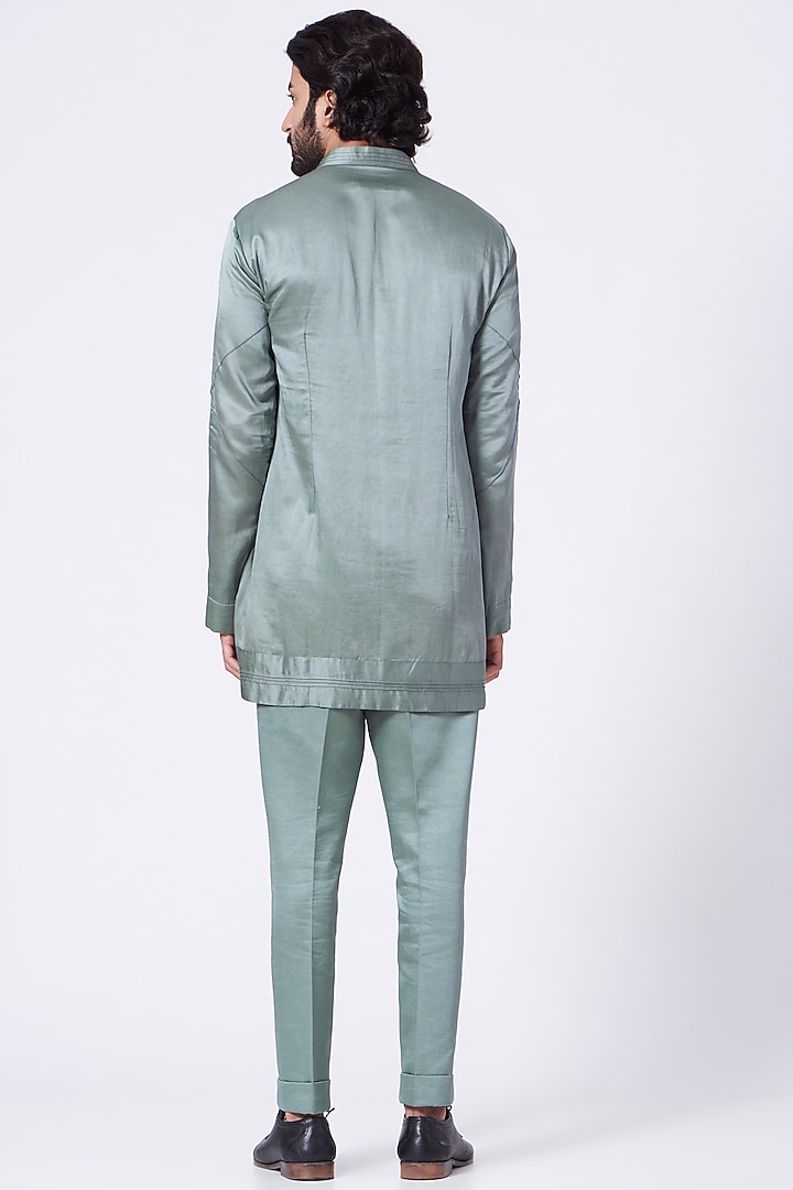 Chanteau Grey Linen Silk Kurta Set by Jatin Malik at Pernia's Pop Up Shop