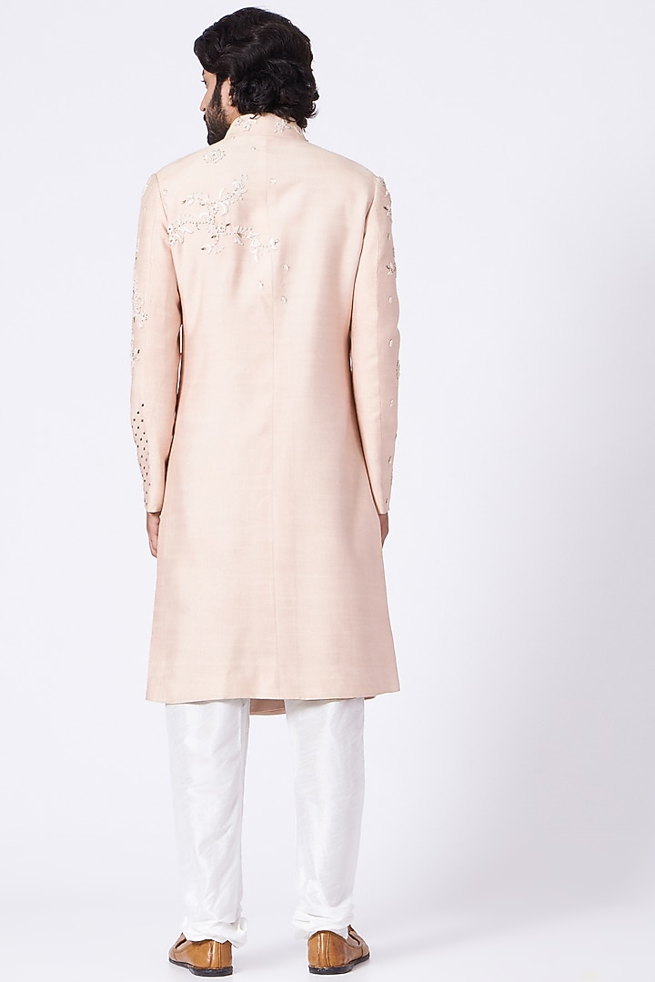 Baby Pink Hand Embroidered Groom Sherwani Set by Jatin Malik at Pernia's Pop Up Shop