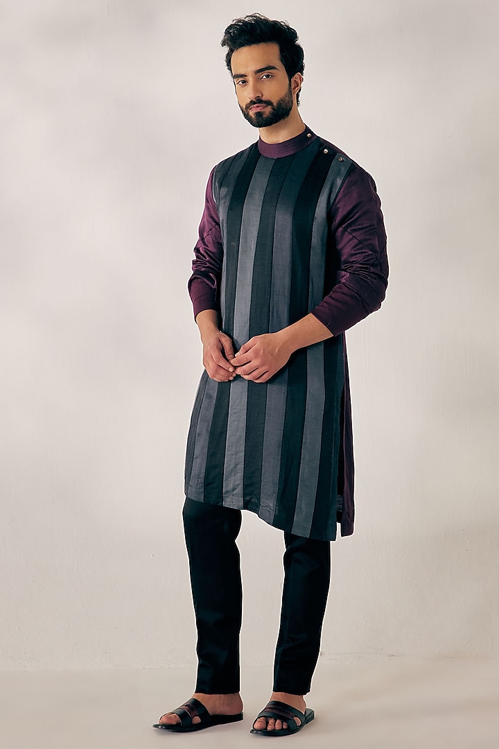 Multi-Colored Embroidered Kurta Set by Jatin Malik