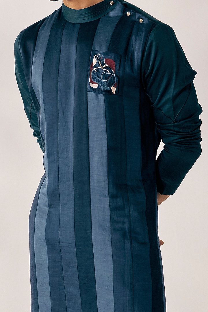 Multi-Colored Kurta Set With Embroidery by Jatin Malik at Pernia's Pop Up Shop