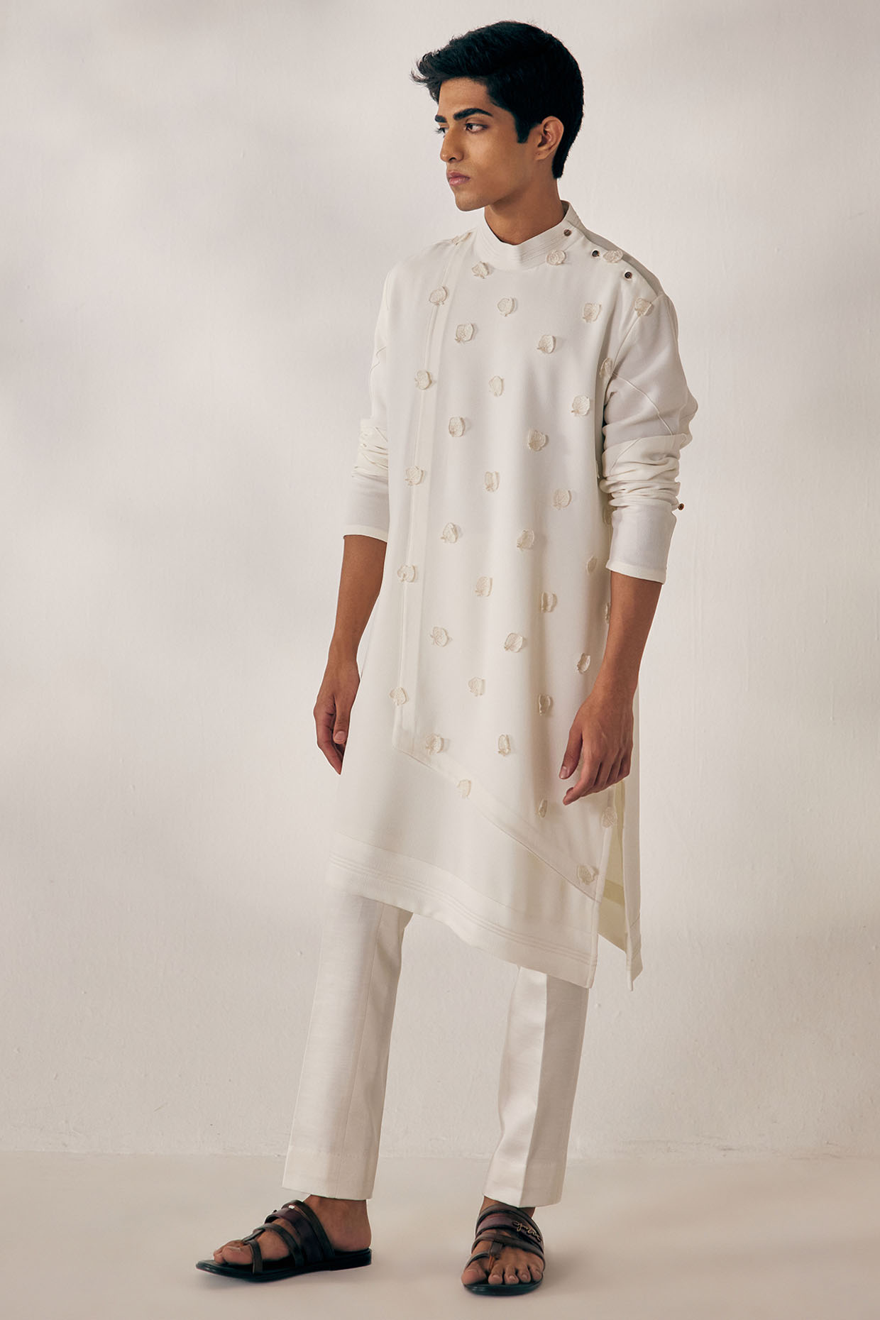 Ivory Embroidered Kurta Set by Jatin Malik