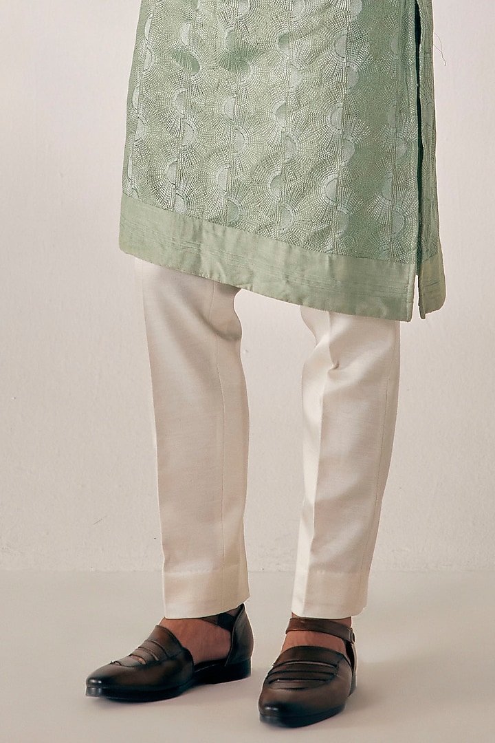 Duck-Egg Green Embroidered Kurta Set by Jatin Malik at Pernia's Pop Up Shop