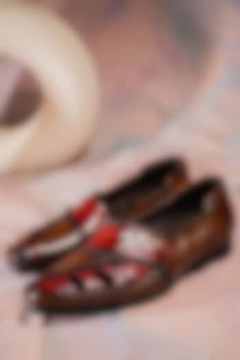 Wine & Tan Leather Handmade Loafers by Jatin Malik