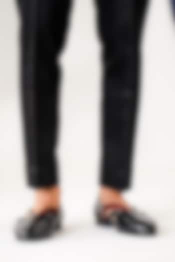 Black Handmade V Strap Caligae by Jatin Malik at Pernia's Pop Up Shop