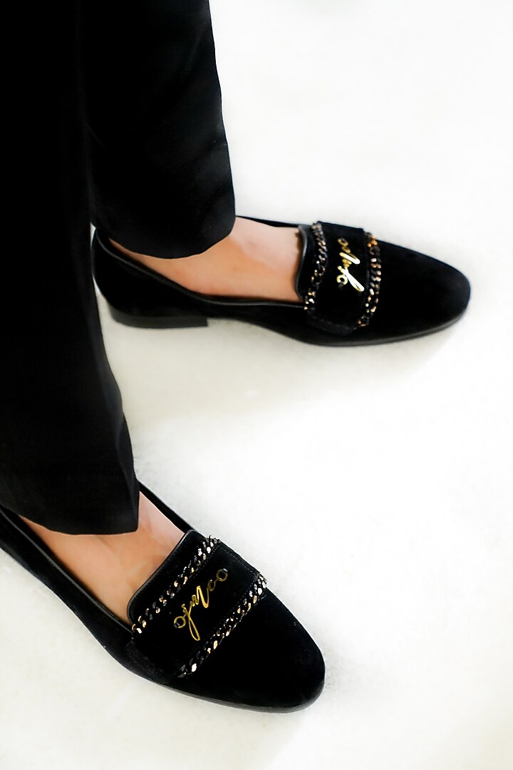 Black Suede Loafers by Jatin Malik at Pernia's Pop Up Shop