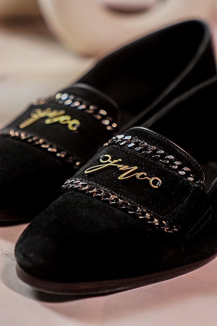 Black Suede Loafers by Jatin Malik at Pernia's Pop Up Shop
