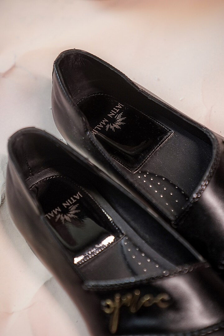 Black Handmade Braided Loafers by Jatin Malik at Pernia's Pop Up Shop