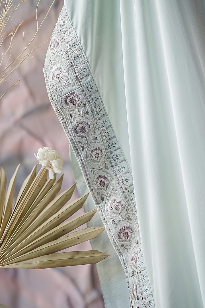 Hazy Blue Embroidered Stole by Jatin Malik at Pernia's Pop Up Shop
