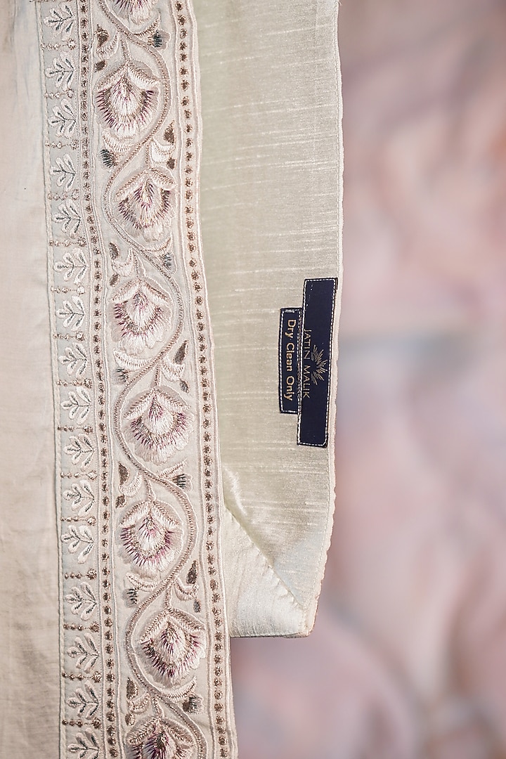 Hazy Blue Embroidered Stole by Jatin Malik at Pernia's Pop Up Shop