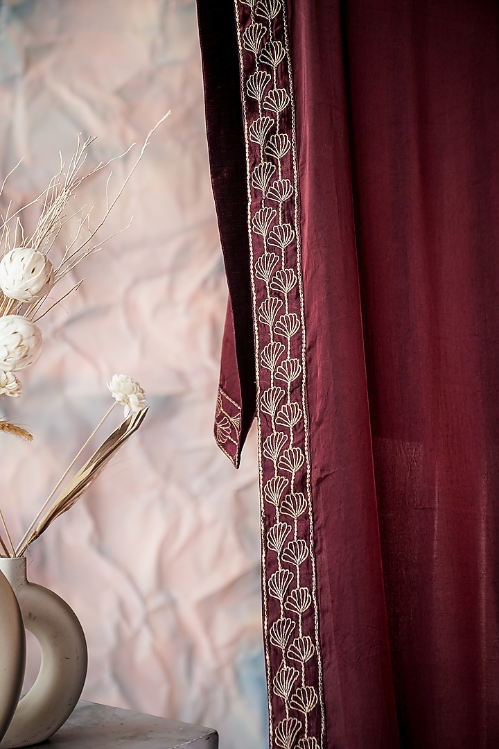 Wine Embroidered Stole by Jatin Malik at Pernia's Pop Up Shop