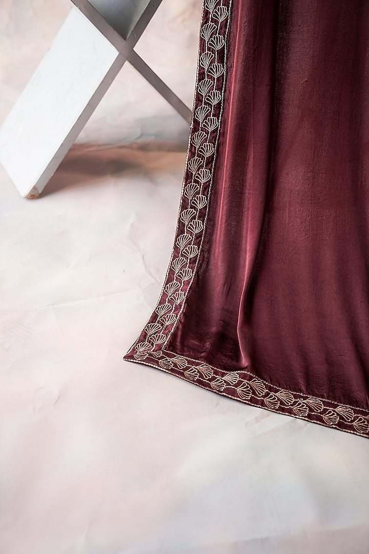 Wine Embroidered Stole by Jatin Malik at Pernia's Pop Up Shop