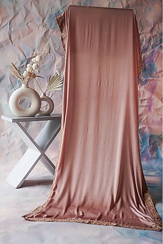 Old Rose Embroidered Stole by Jatin Malik