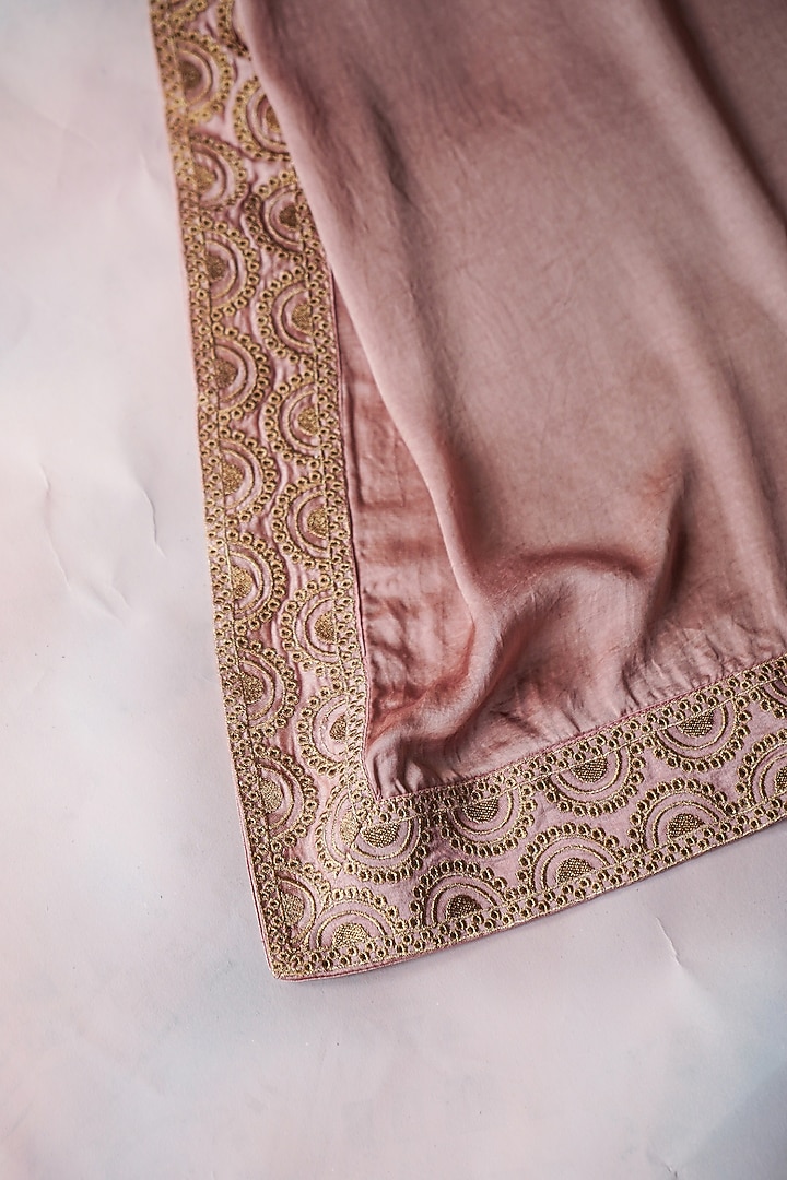 Old Rose Embroidered Stole by Jatin Malik at Pernia's Pop Up Shop