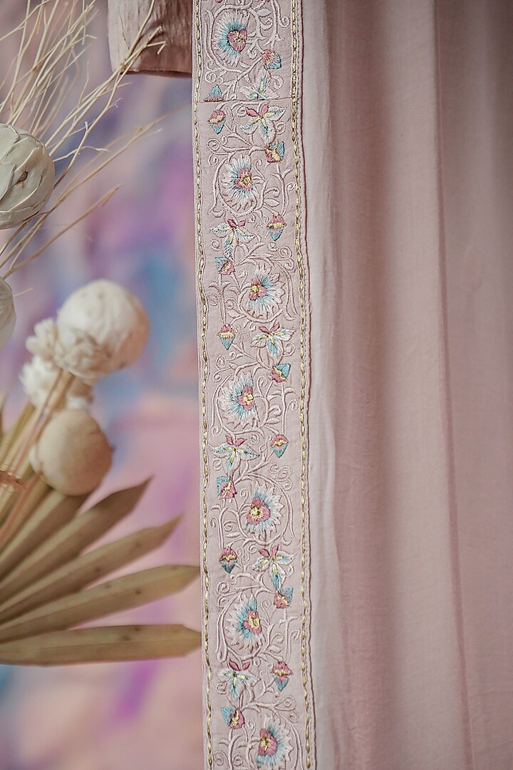 Baby Pink Embroidered Stole by Jatin Malik at Pernia's Pop Up Shop