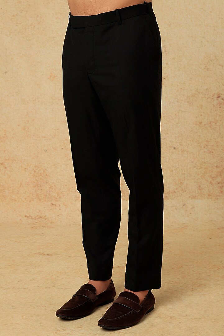 Midnight Blue Slub Silk Wedding Bandhgala Set by Jatin Malik at Pernia's Pop Up Shop