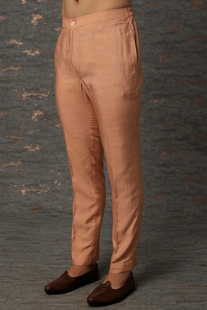 Peach Cotton & Silk Embroidered Kurta Set by Jatin Malik at Pernia's Pop Up Shop