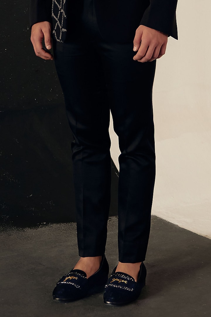 Black Crepe Tuxedo Set by Jatin Malik at Pernia's Pop Up Shop
