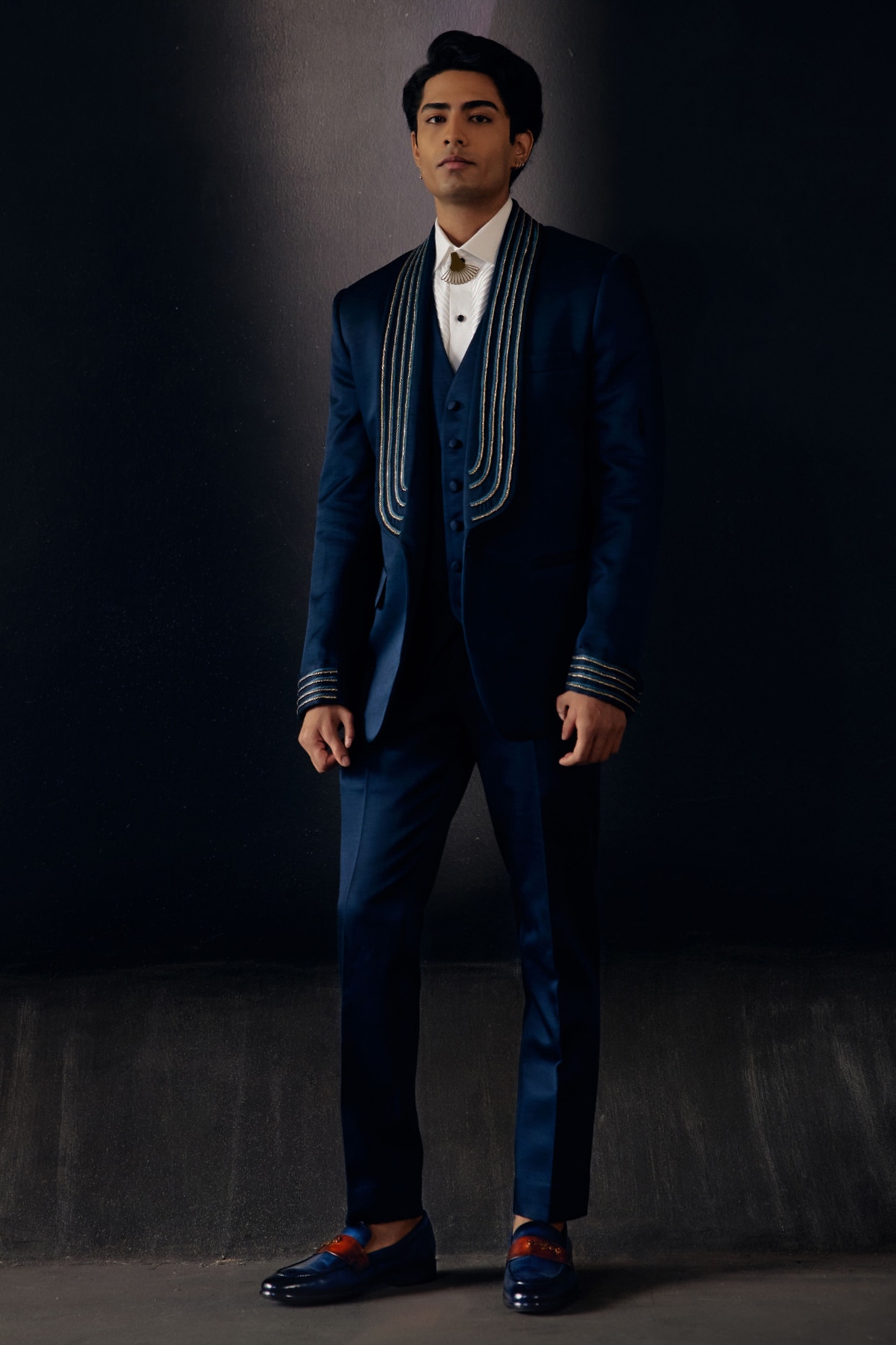 Blue on sale silk tuxedo