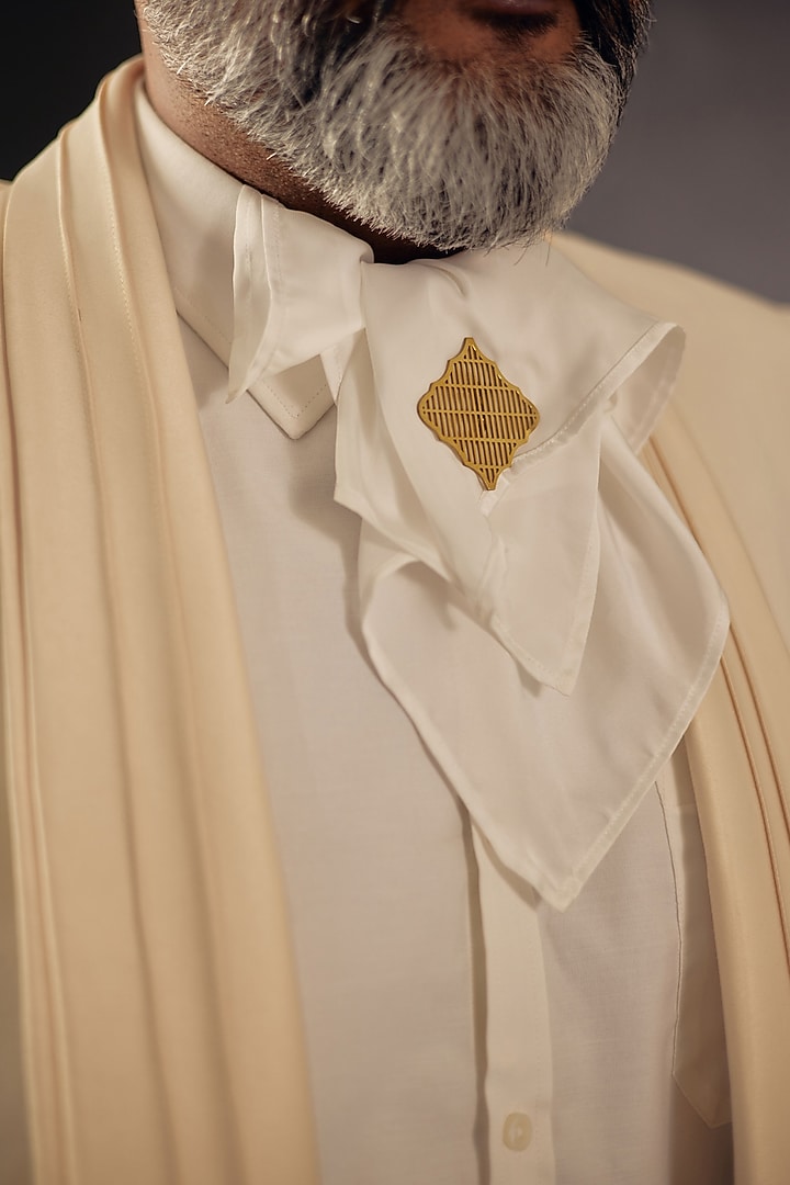Classic Cream Linen Silk Tuxedo Set by Jatin Malik at Pernia's Pop Up Shop