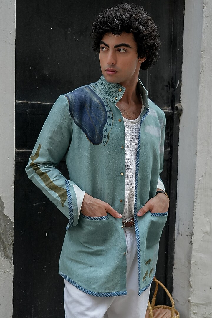 Chateau Grey Cotton Linen Pant Set by Jatin Malik at Pernia's Pop Up Shop