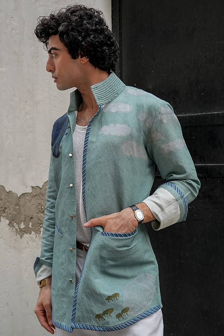 Chateau Grey Cotton Linen Pant Set by Jatin Malik at Pernia's Pop Up Shop