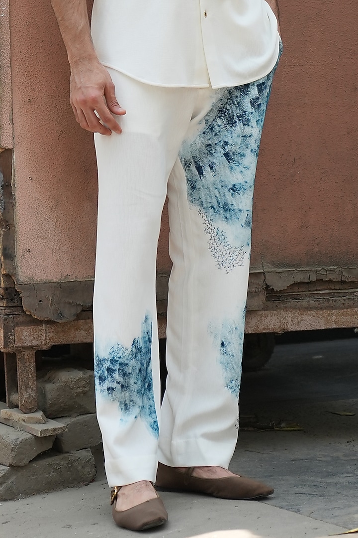 Ivory Knit Linen Pant Set by Jatin Malik at Pernia's Pop Up Shop