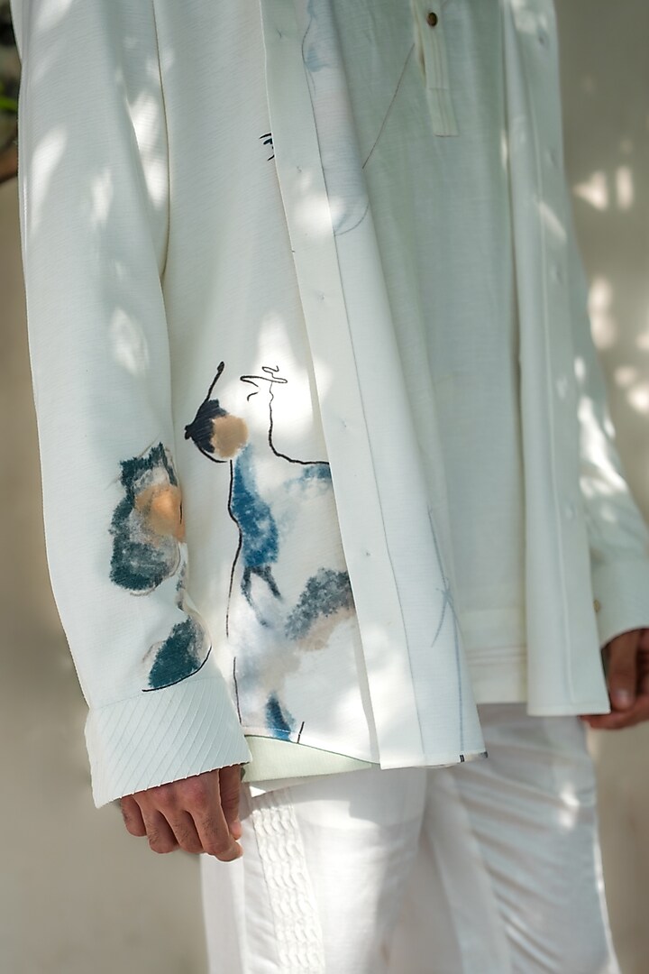 Ivory Knit Linen Pants by Jatin Malik at Pernia's Pop Up Shop