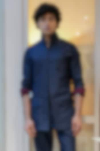 Midnight Blue Denim Overshirt by Jatin Malik