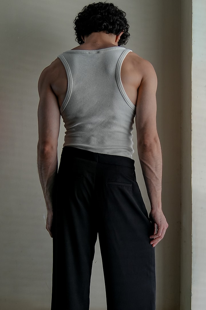 Black Banana Crepe Side Flap Trousers by Jatin Malik at Pernia's Pop Up Shop