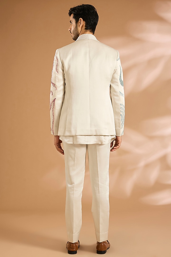 Ivory Silk Groom Indowestern Set by Jatin Malik at Pernia's Pop Up Shop