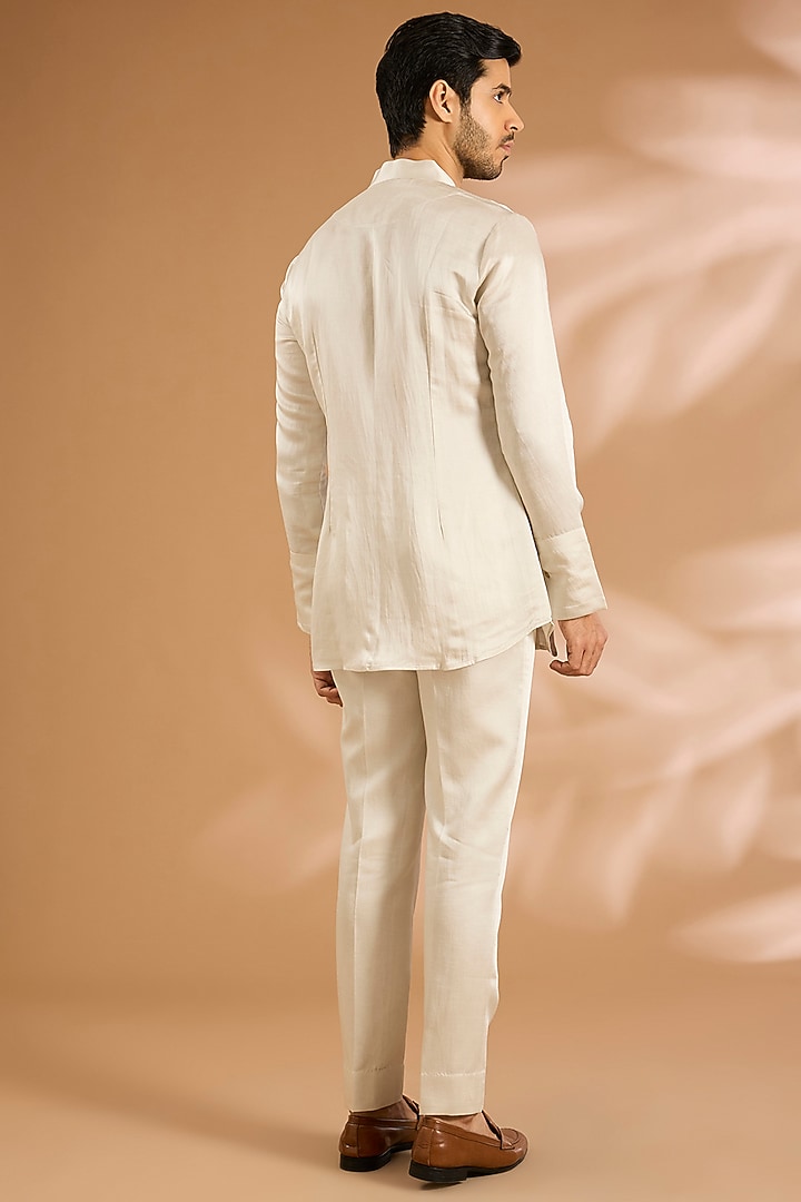 Ivory Silk Groom Indowestern Set by Jatin Malik at Pernia's Pop Up Shop