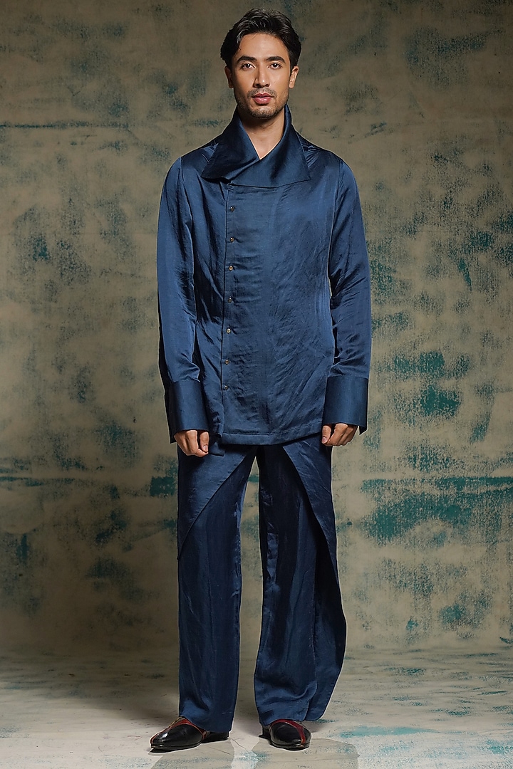 Multi-Colored Linen Silk Zardosi Embroidered Groom Indowestern Jacket Set by Jatin Malik at Pernia's Pop Up Shop