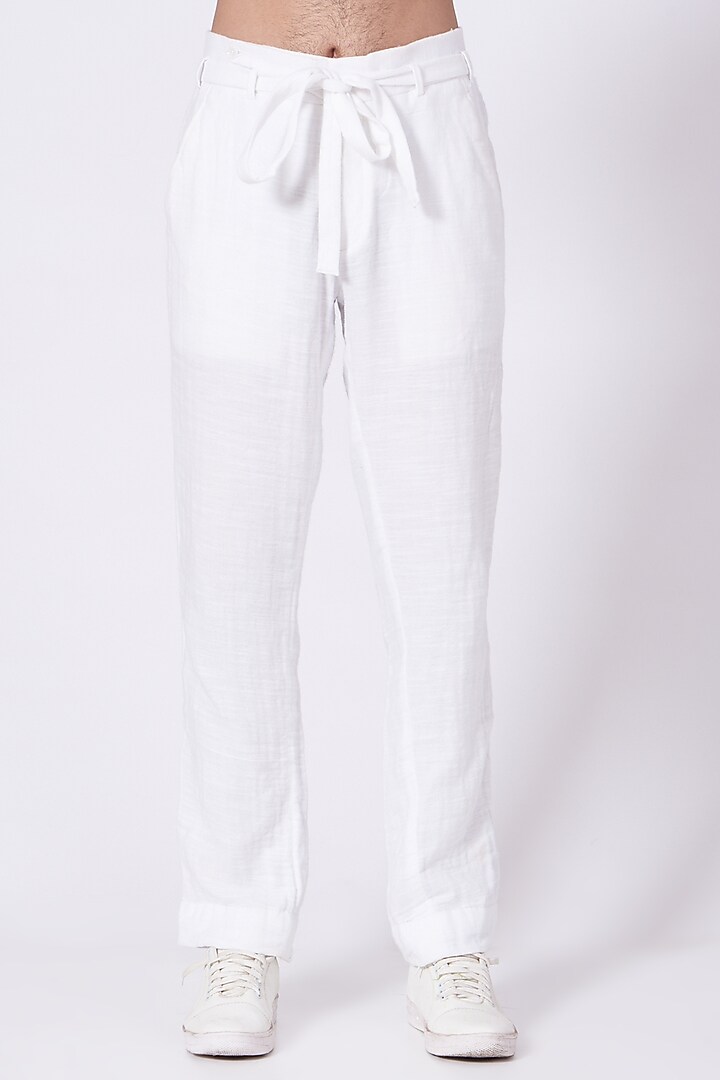 Ivory Abstract Hand Painted Pant Set With Jacket by Jatin Malik at Pernia's Pop Up Shop