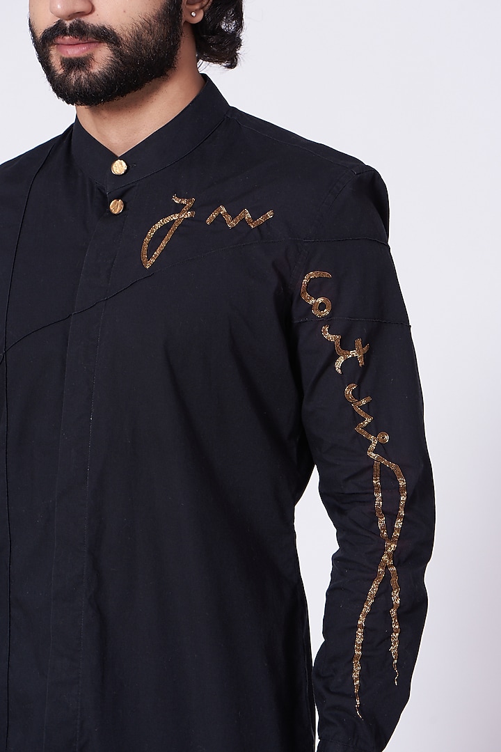 Black Cotton Pant Set by Jatin Malik at Pernia's Pop Up Shop