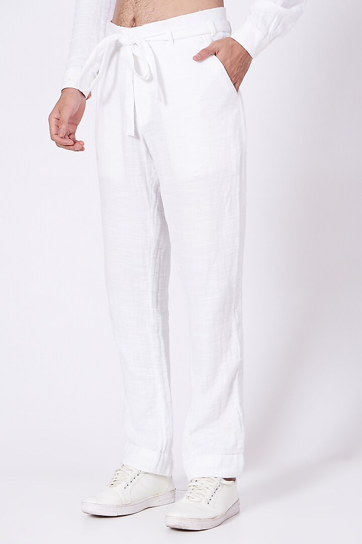 White Cotton Slub Shirt Kurta Set by Jatin Malik at Pernia's Pop Up Shop