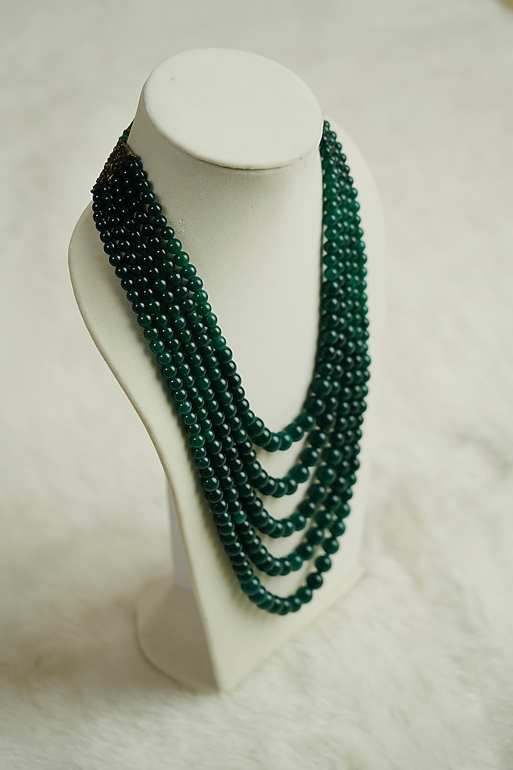 Emerald Green Semi-Precious Stone Handmade Mala by Jatin Malik at Pernia's Pop Up Shop