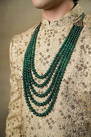 Emerald Green Semi-Precious Stone Handmade Mala by Jatin Malik