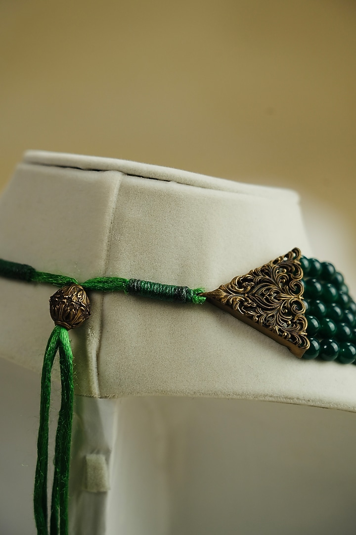 Emerald Green Semi-Precious Stone Handmade Mala by Jatin Malik at Pernia's Pop Up Shop