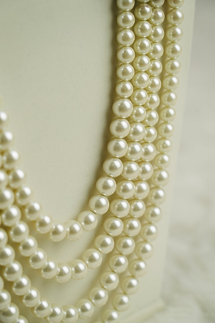 Ivory Semi-Precious Stone & Pearl Handmade Mala by Jatin Malik at Pernia's Pop Up Shop
