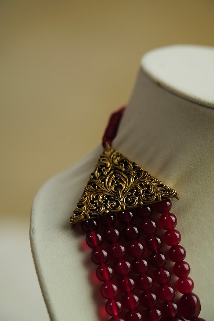 Ruby Semi-Precious Anomalous Stone Handmade Mala by Jatin Malik at Pernia's Pop Up Shop
