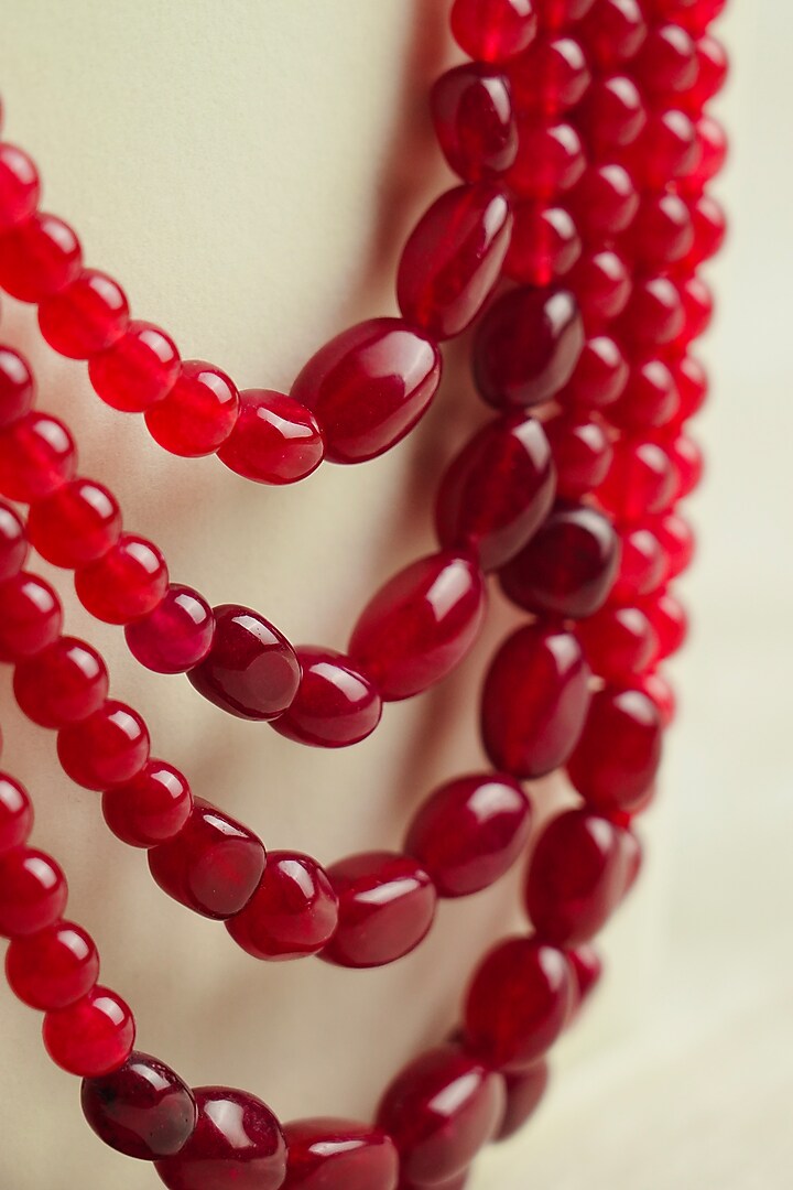 Red Semi-Precious Stone Handmade Mala by Jatin Malik at Pernia's Pop Up Shop