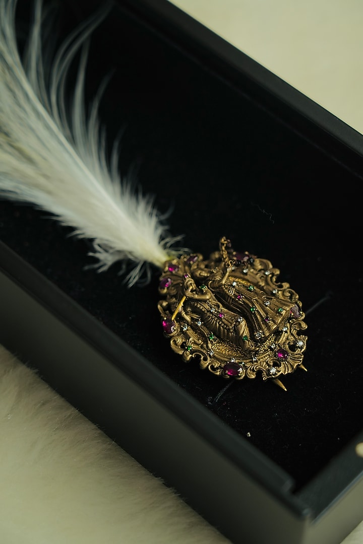Gold Polki & Semi-Precious Stone Brooch by Jatin Malik at Pernia's Pop Up Shop